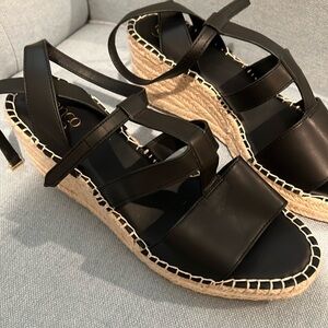 Franco Sarto women’s espadrille shoes. Size 10 black wedge heel
